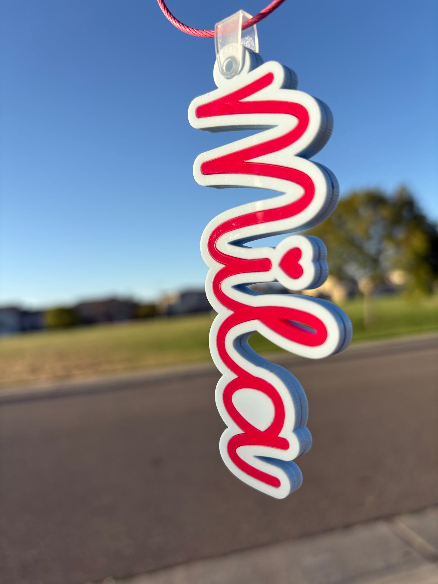 Custom Acrylic Laser-Cut Name Tags (Baby blue background & hot pink letters)