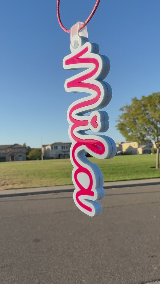 Custom Acrylic Laser-Cut Name Tags (Baby blue background & hot pink letters)